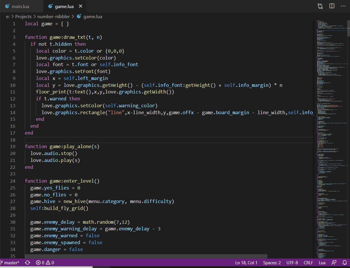 Screenshot of Lua in VS Code